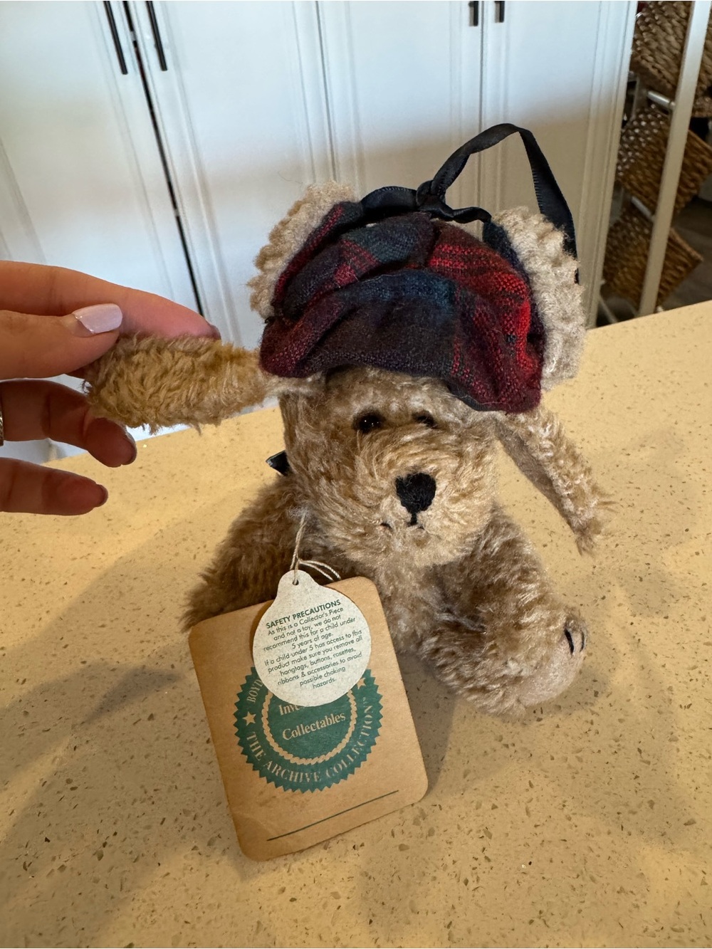 Boyds Bears Brown Plush Bunny with Red Plaid Hat